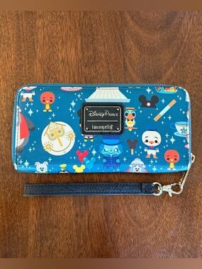 Loungefly Disney Parks Attractions Chibi Zip-Around Wristlet Wallet